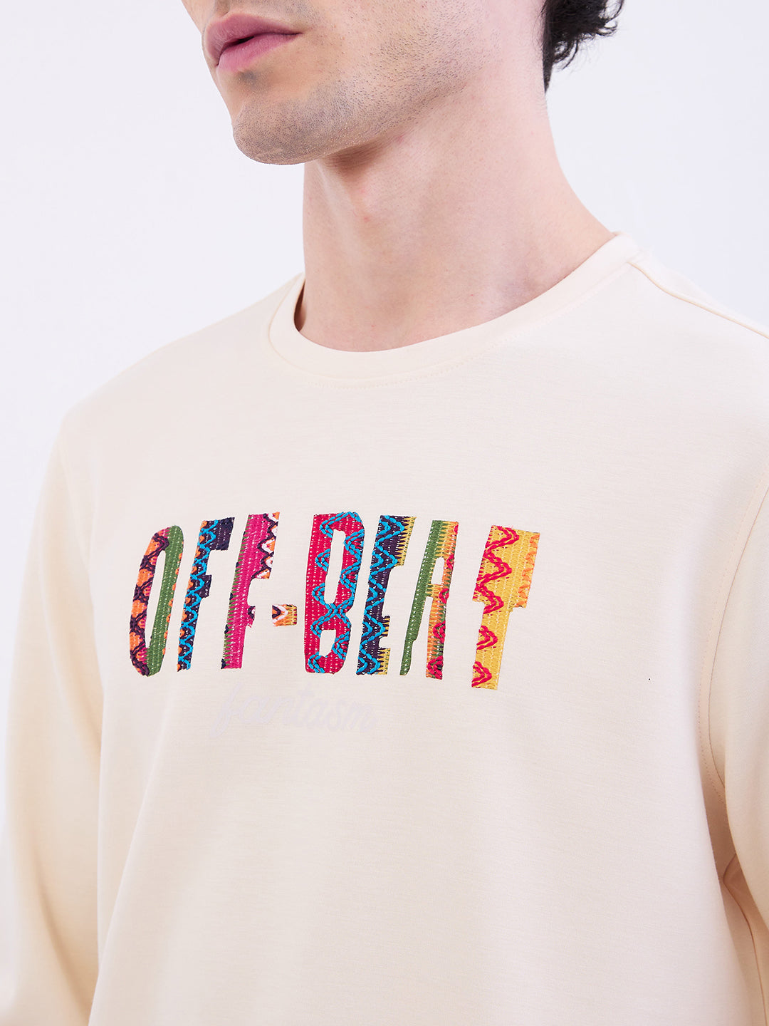 Spykar Off White Slim Fit Casual Sweatshirts For Men