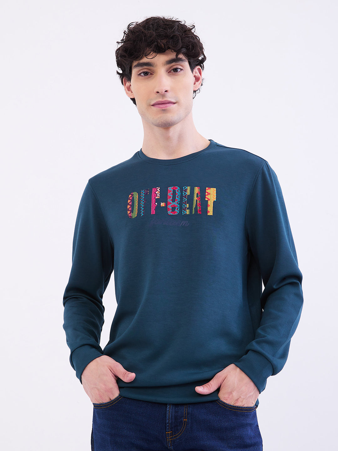 Men Sweatshirt Green Slim Fit