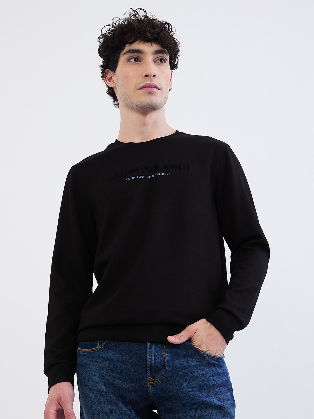 Men Sweatshirt Black Slim Fit