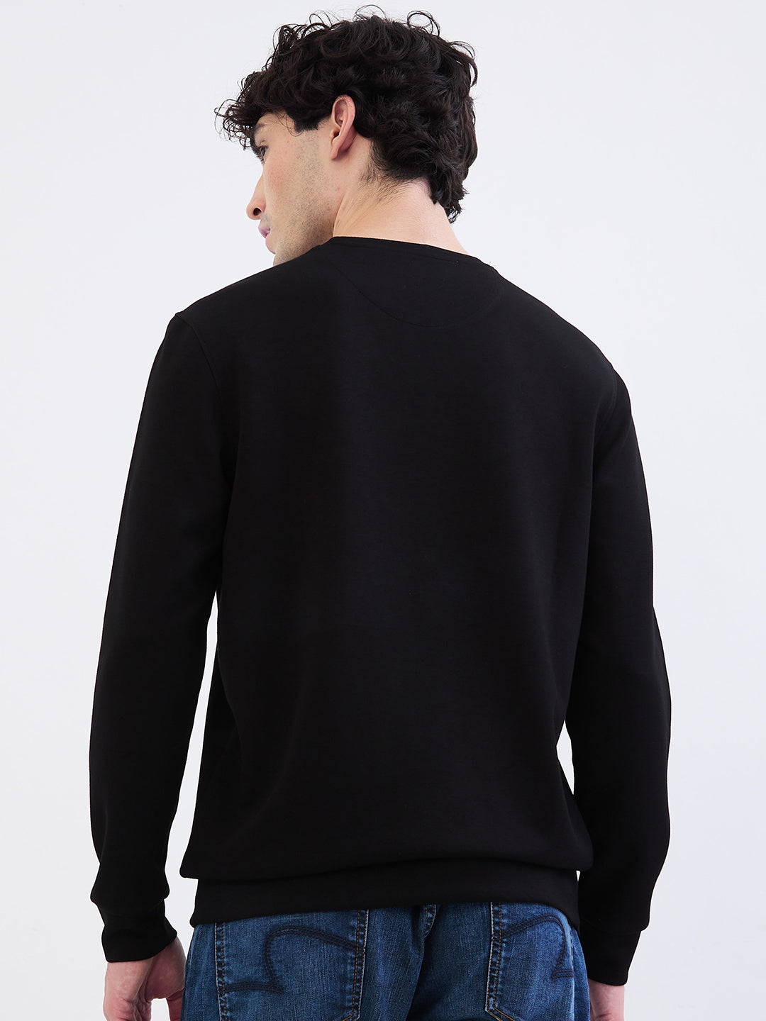 Spykar Black Slim Fit Casual Sweatshirts For Men