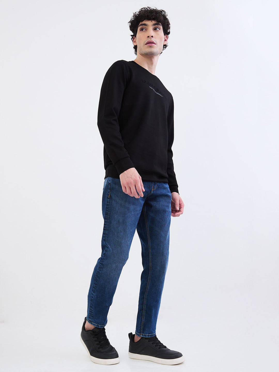 Spykar Black Slim Fit Casual Sweatshirts For Men