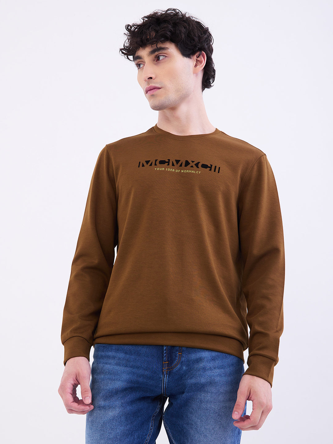 Spykar Military Green Slim Fit Casual Sweatshirts For Men