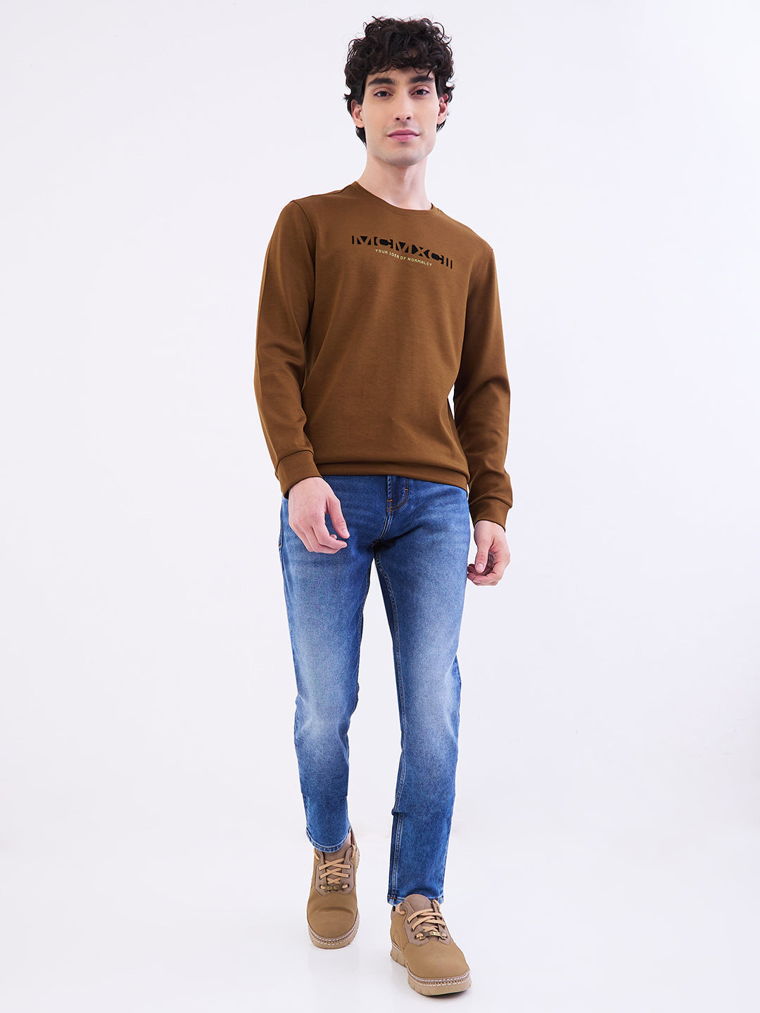 Men Sweatshirt Green Slim Fit