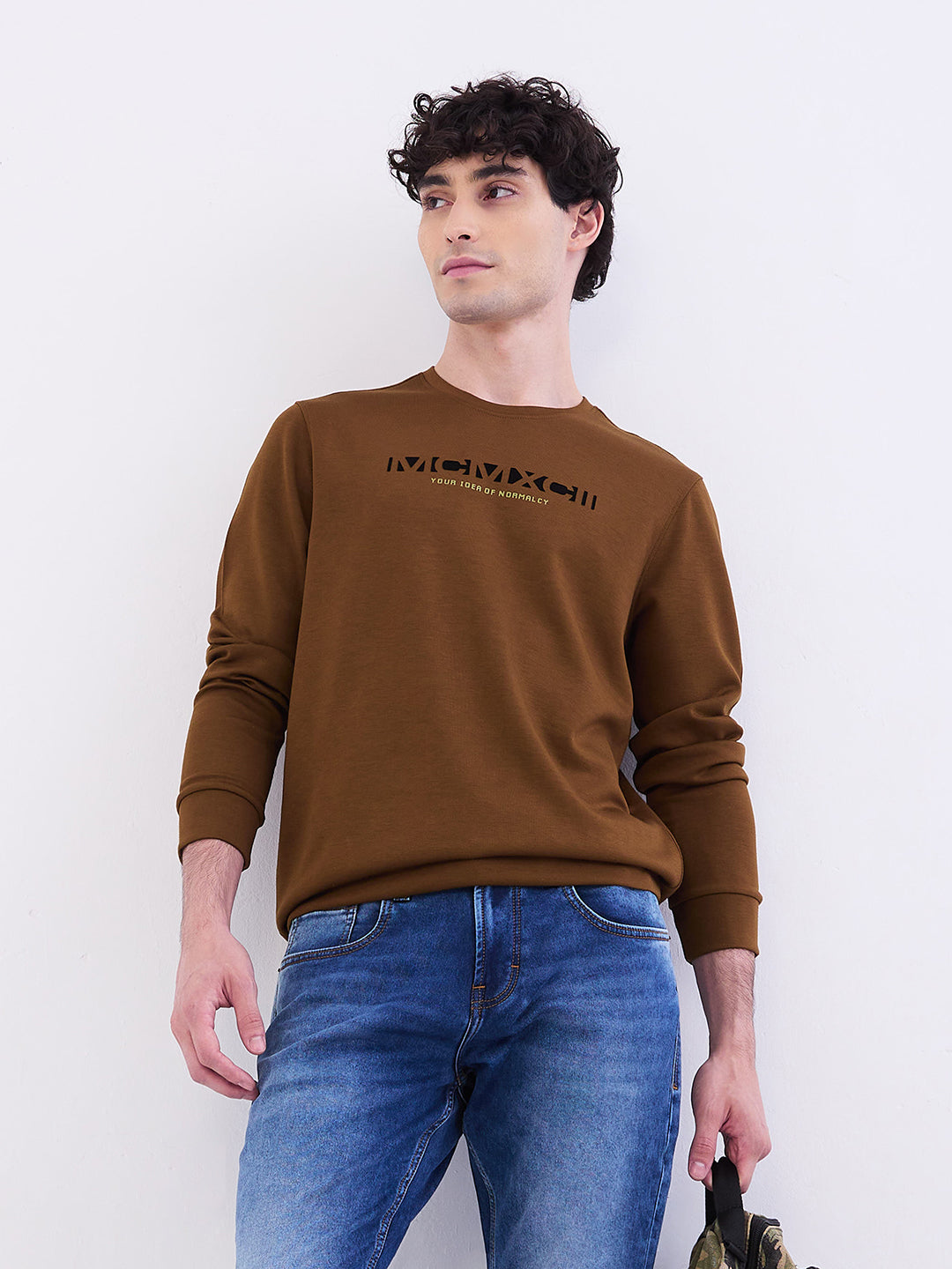 Spykar Military Green Slim Fit Casual Sweatshirts For Men
