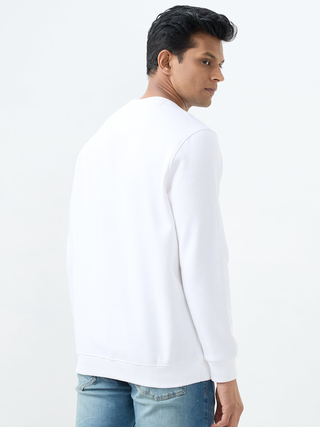Spykar White Slim Fit Sweatshirt For Men