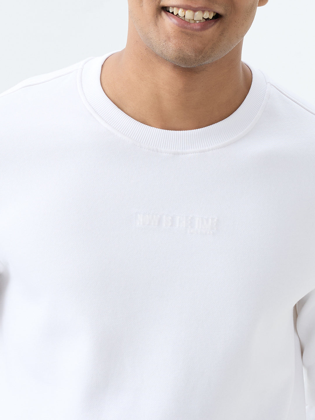 Spykar White Slim Fit Sweatshirt For Men