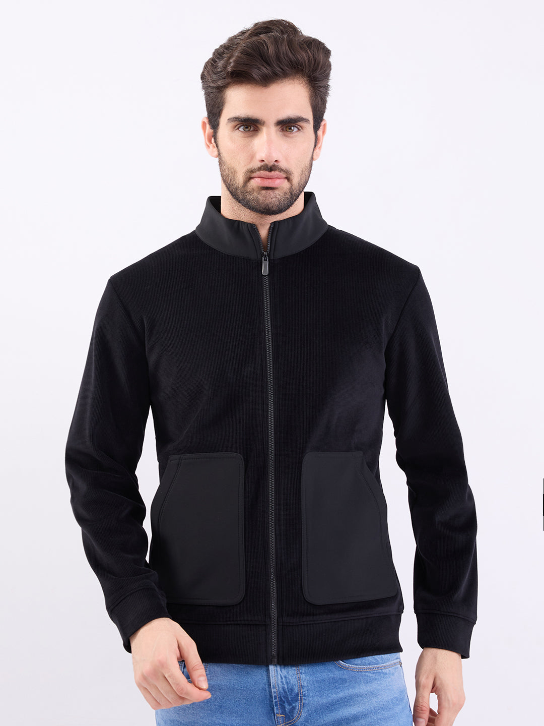 Spykar Black Regular Fit Casual Sweatshirts For Men