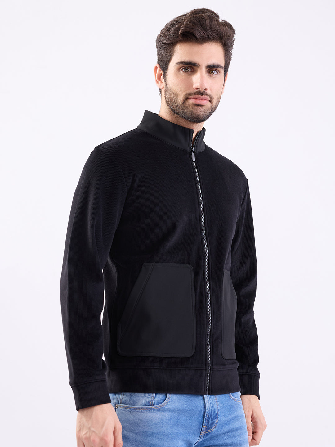 Spykar Black Regular Fit Casual Sweatshirts For Men