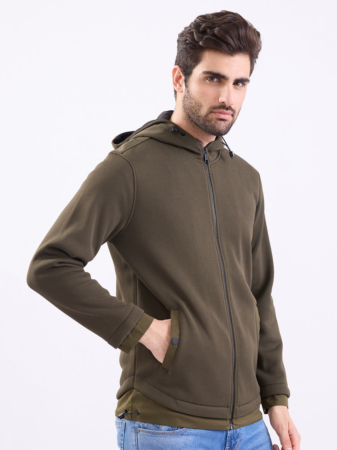 Spykar Rifle Green Regular Fit Casual Sweatshirts For Men