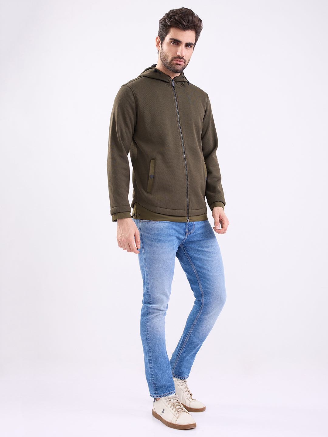 Spykar Rifle Green Regular Fit Casual Sweatshirts For Men