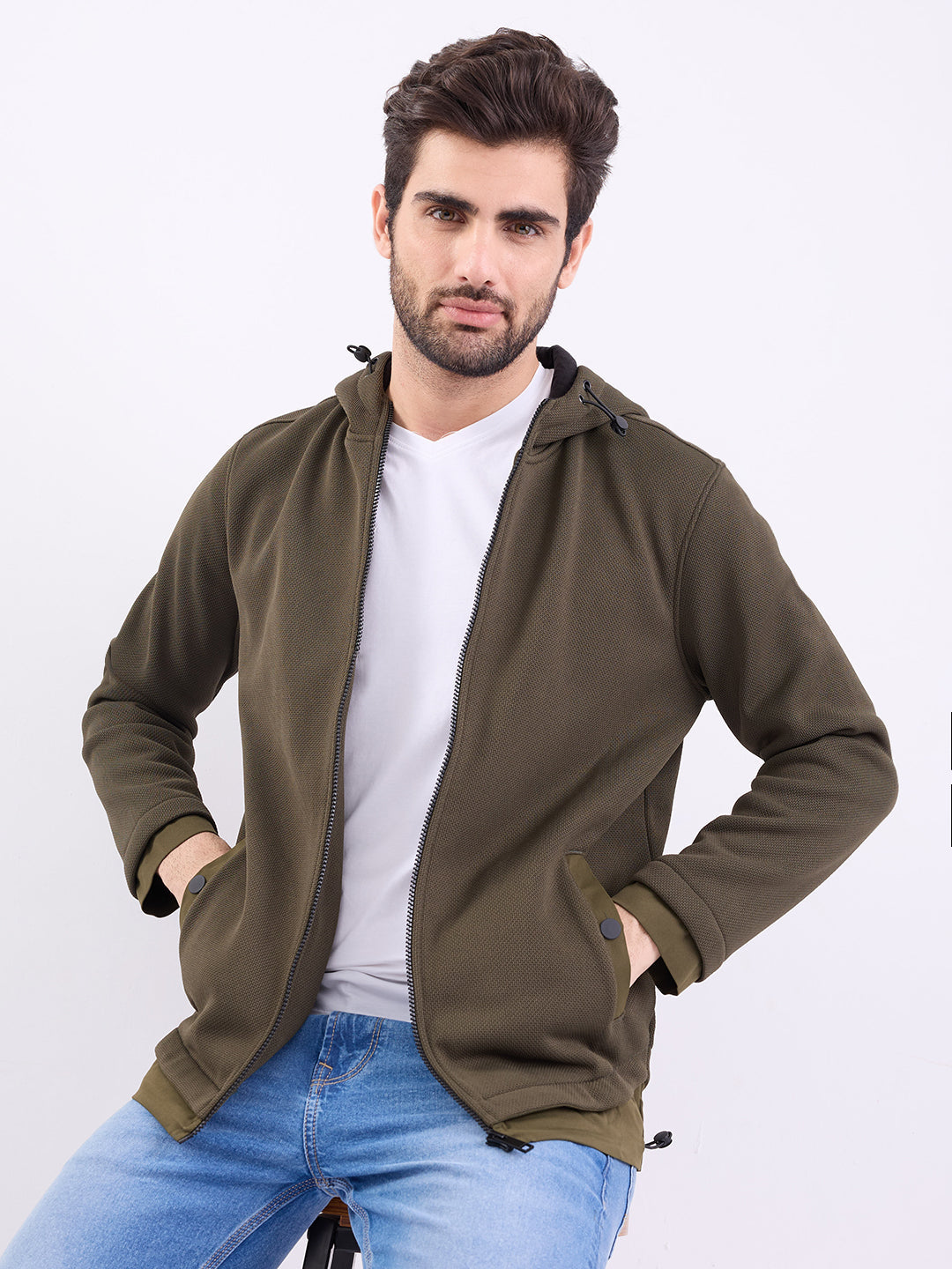 Spykar Rifle Green Regular Fit Casual Sweatshirts For Men