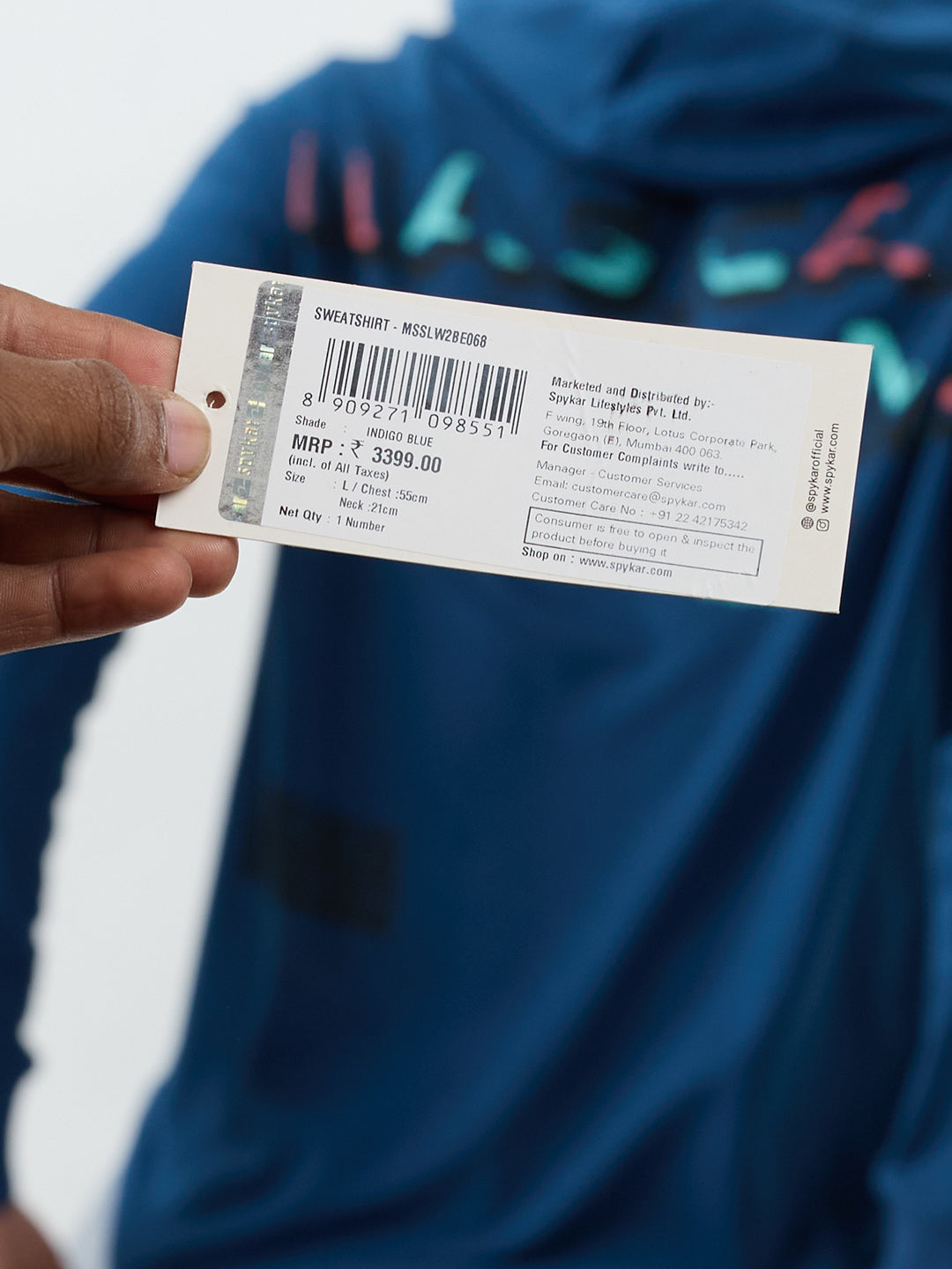 Spykar Indigo Blue Regular Fit Sweatshirt For Men