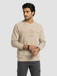 Men Sweatshirt Beige Regular Fit