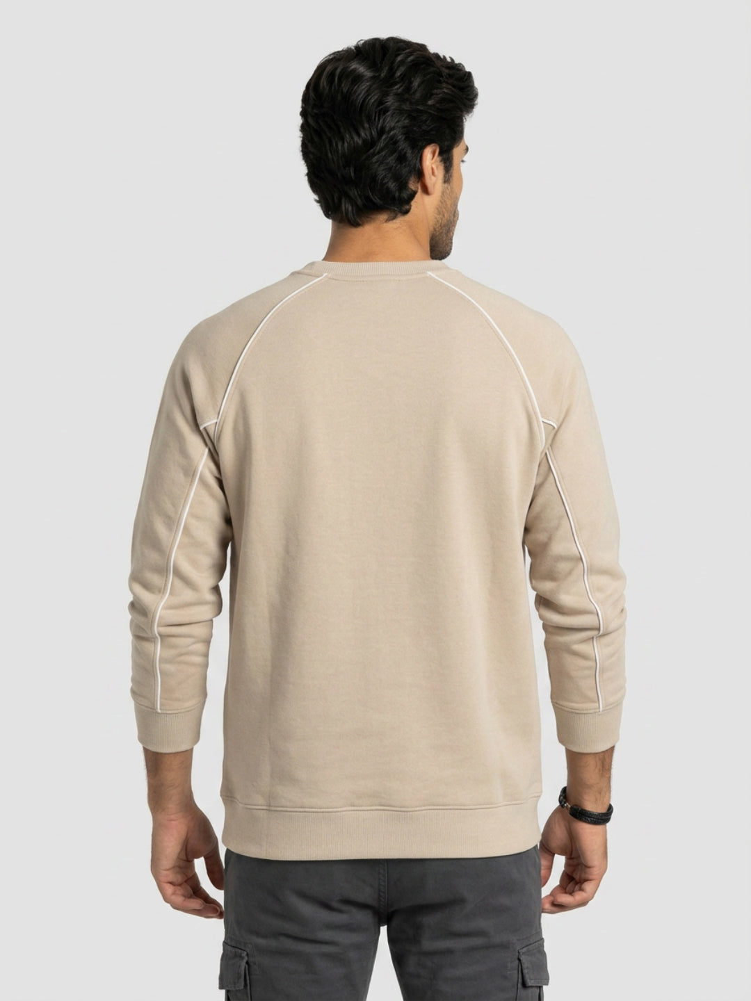 Men Sweatshirt Beige Regular Fit
