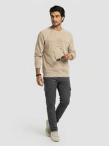 Men Sweatshirt Beige Regular Fit