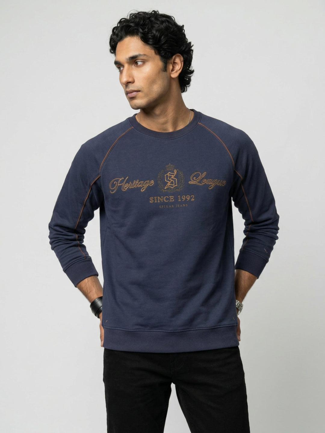 Men Sweatshirt Navy Blue Regular Fit