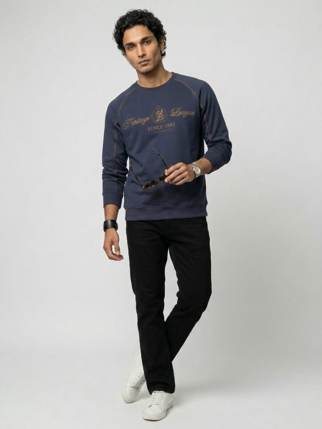 Men Sweatshirt Navy Blue Regular Fit