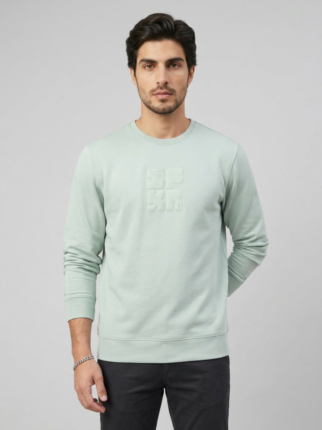 Men Sweatshirt Green Regular Fit