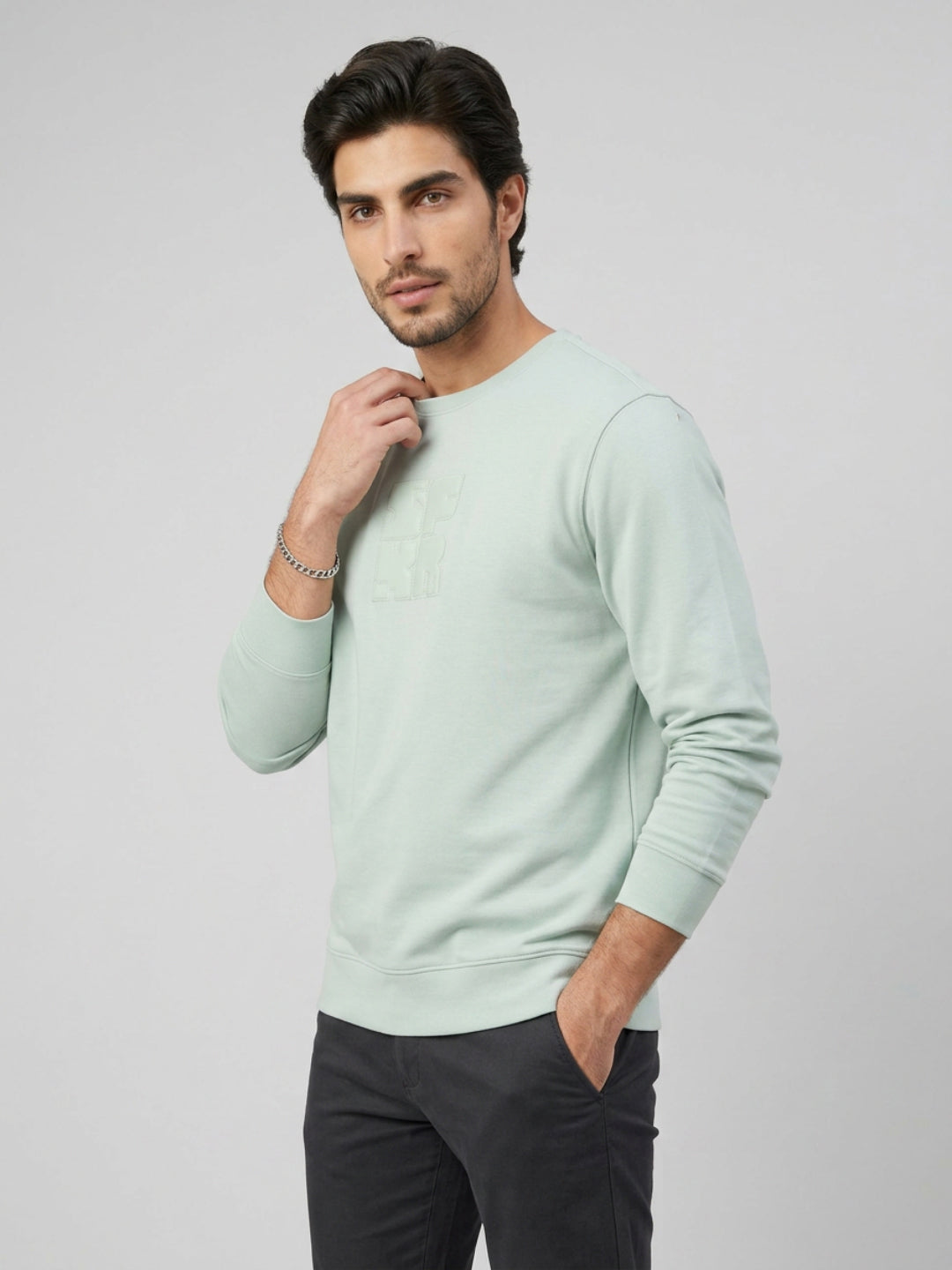 Men Sweatshirt Green Regular Fit