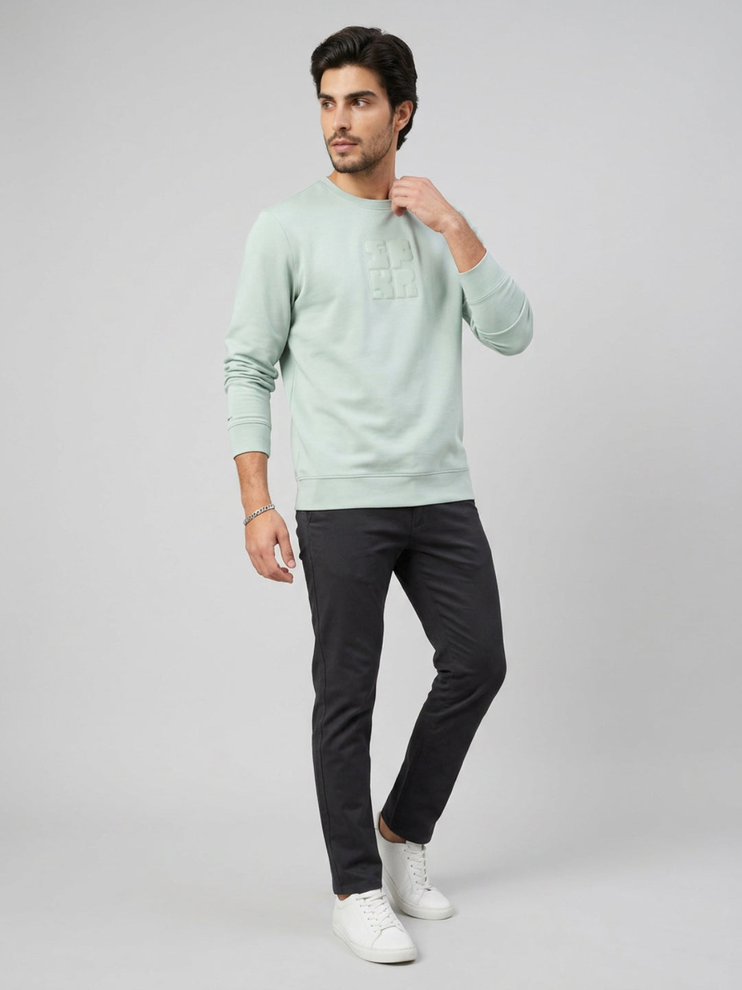 Men Sweatshirt Green Regular Fit