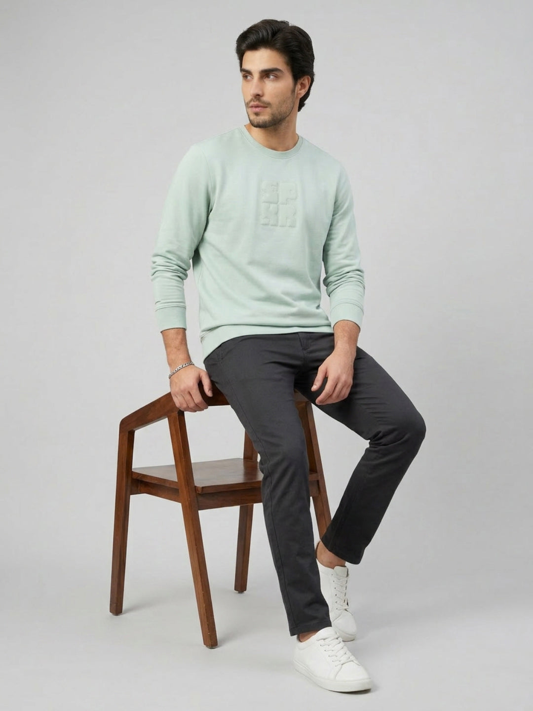 Men Sweatshirt Green Regular Fit