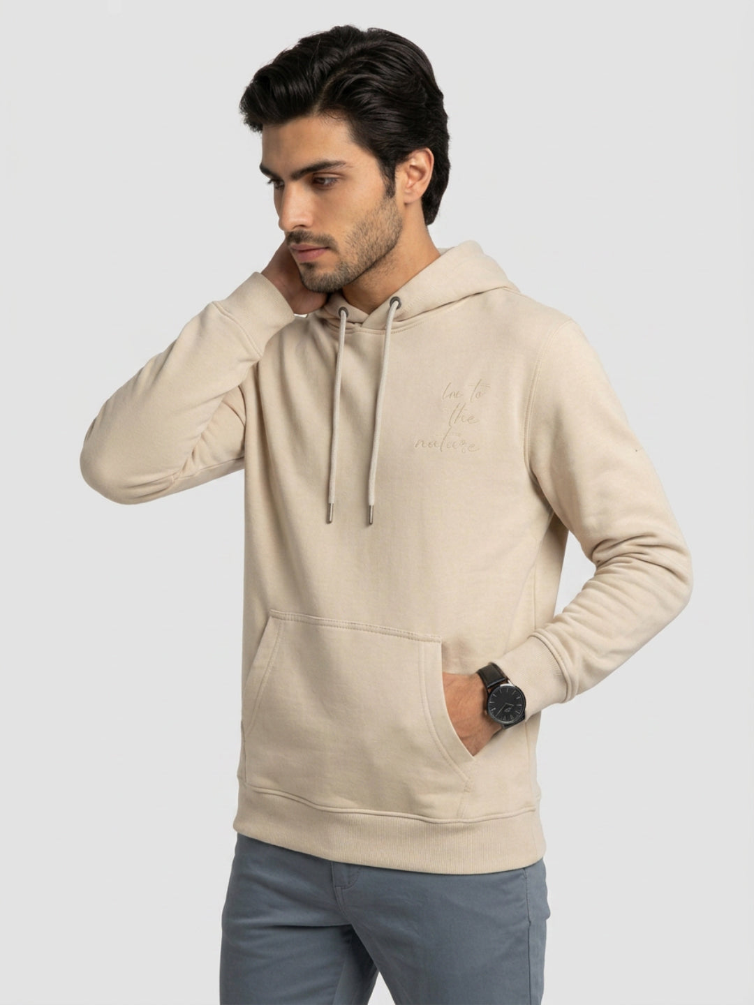 Men Sweatshirt Beige Regular Fit