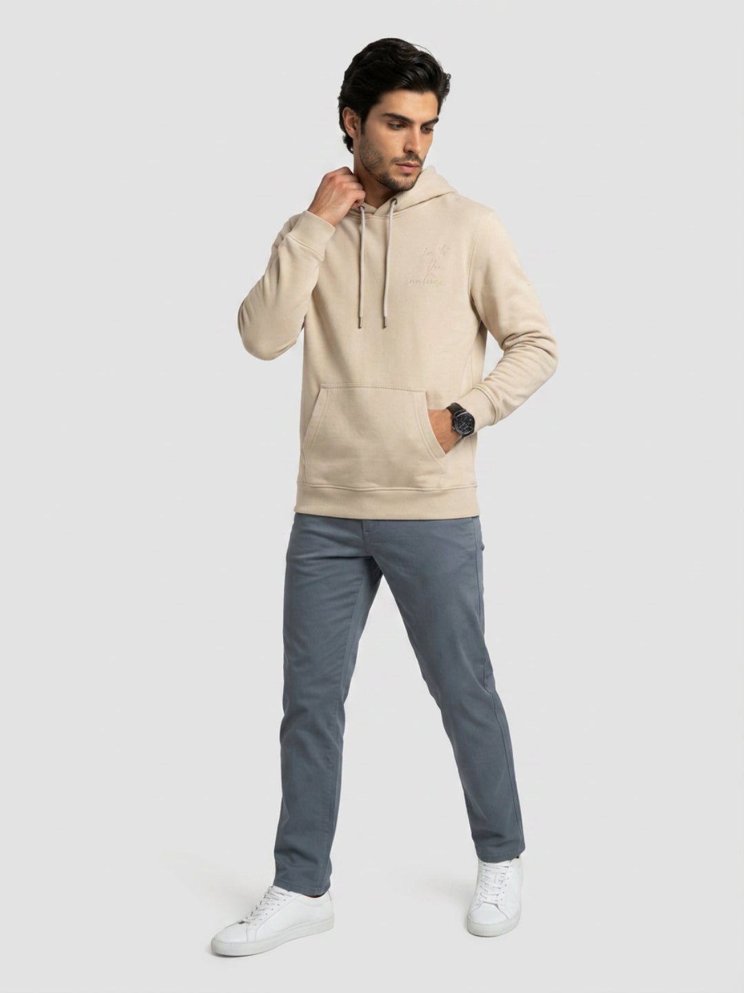 Men Sweatshirt Beige Regular Fit