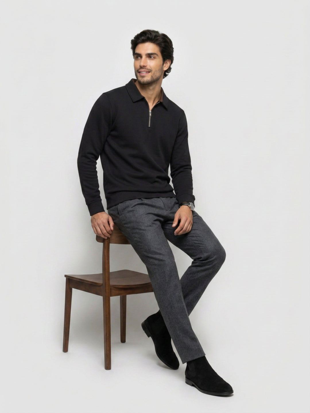 Men Sweatshirt Black Regular Fit