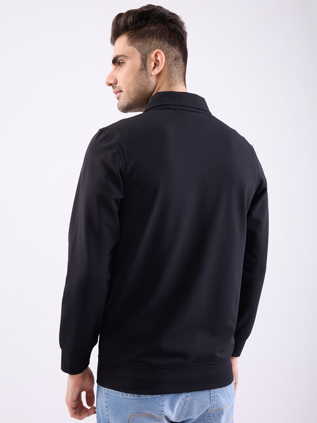 Spykar Black Straight Fit Casual Shackets For Men