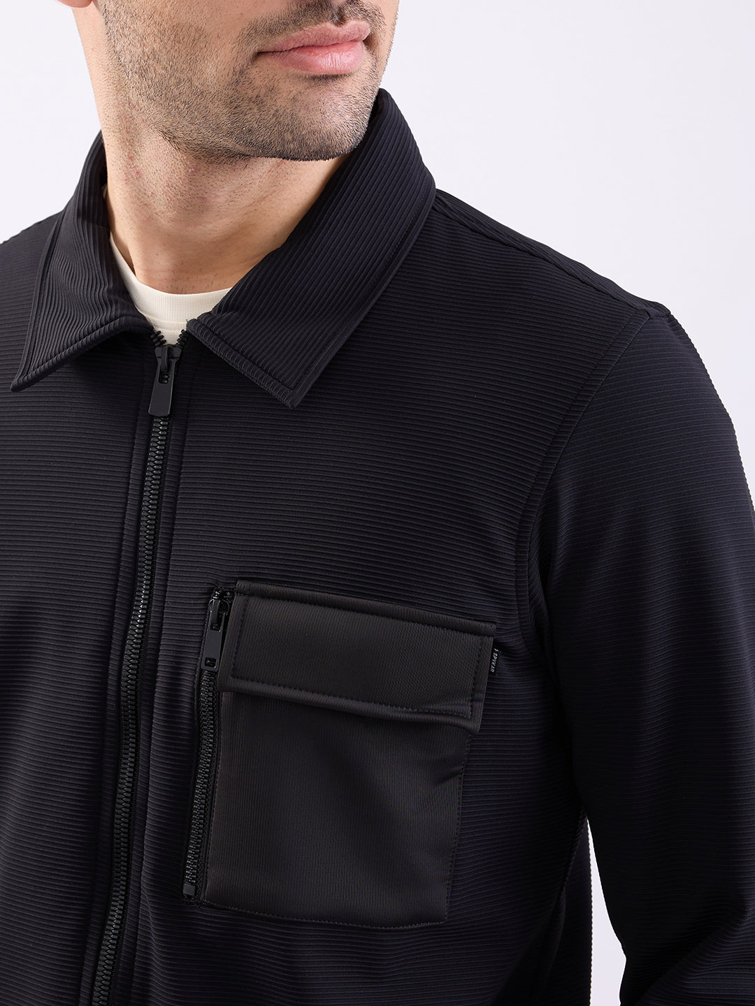 Spykar Black Straight Fit Casual Shackets For Men