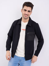 Men Shacket Black Straight Fit
