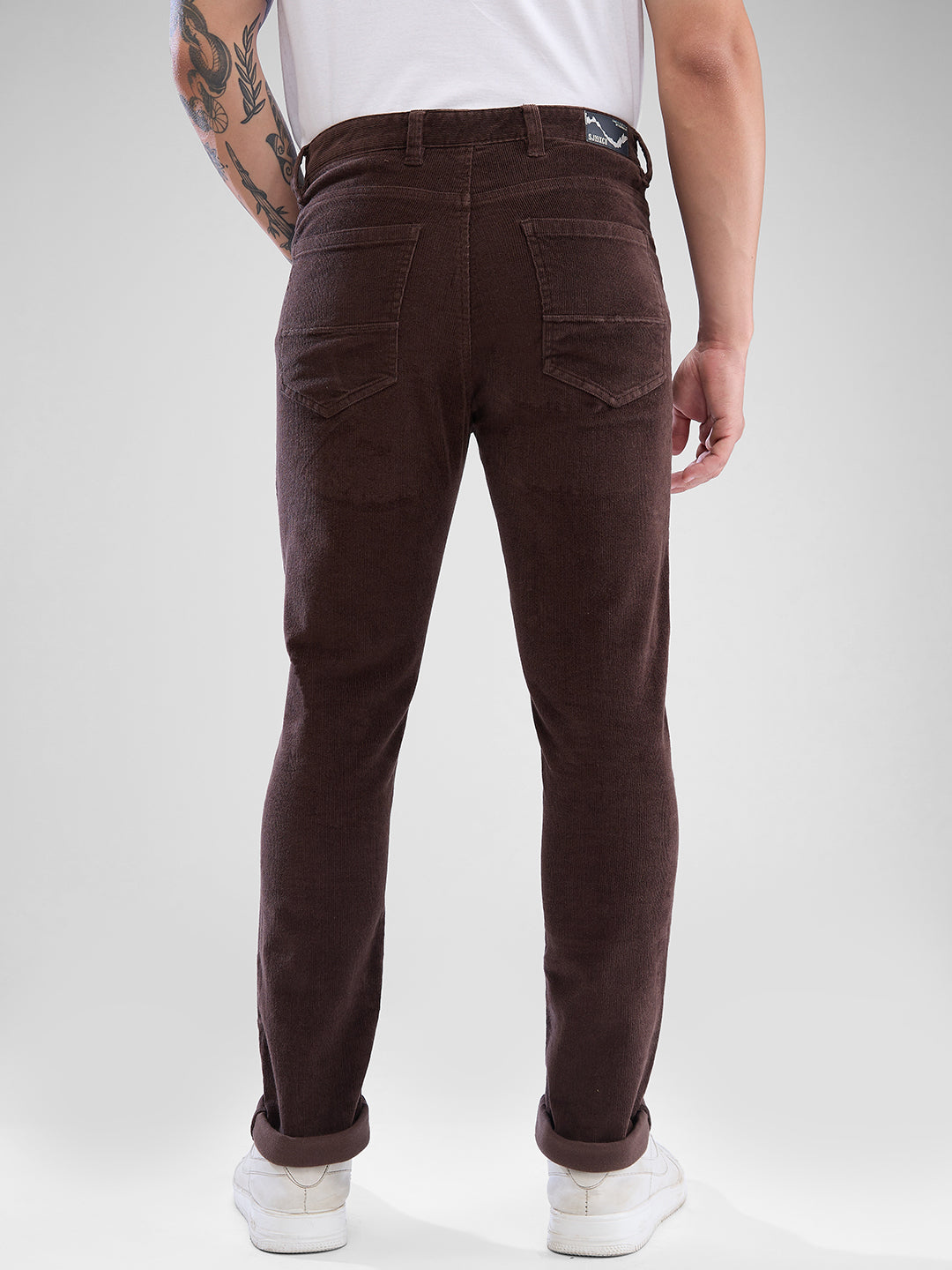 Spykar Bison Brown Trousers For Men