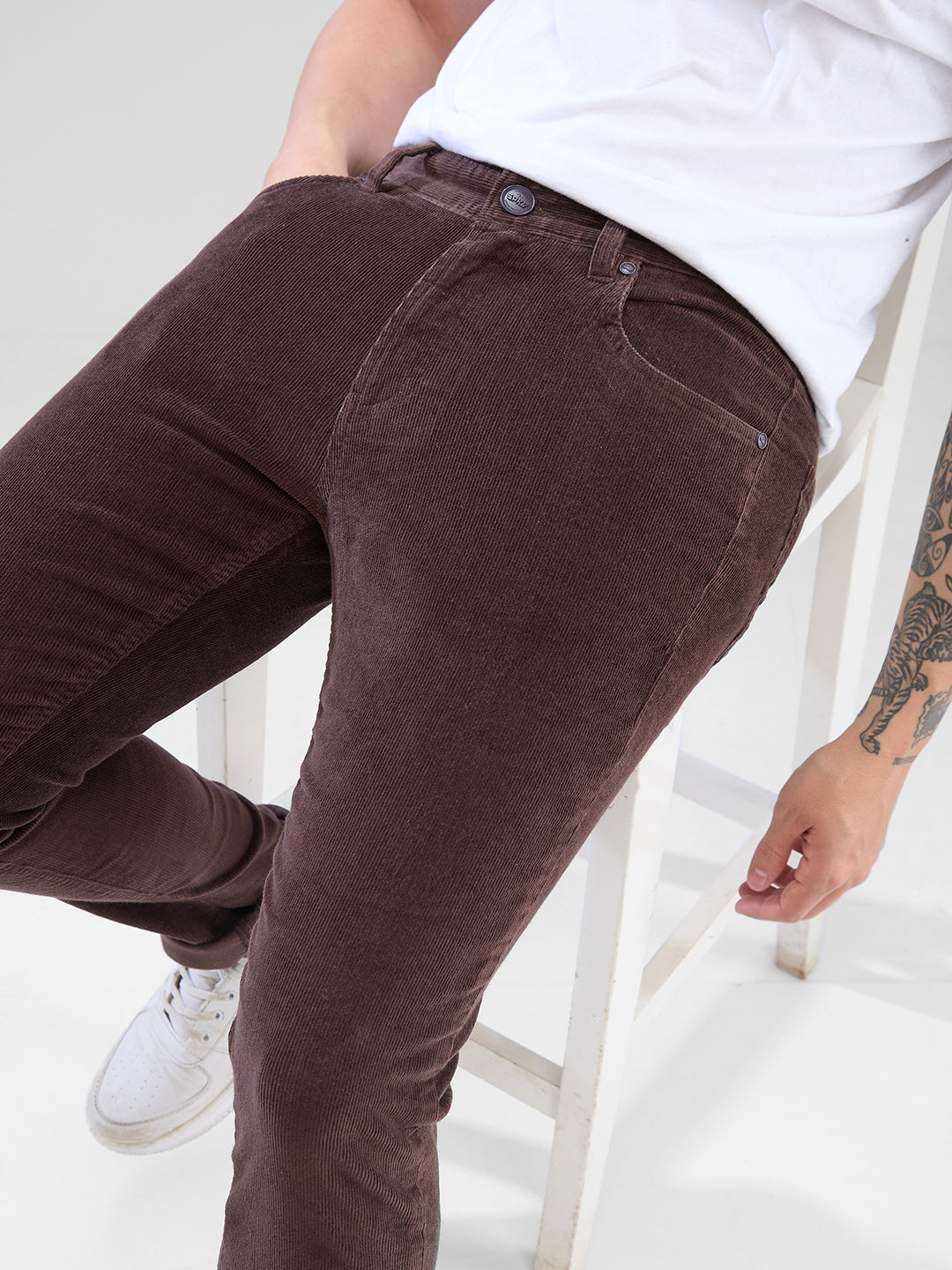 Spykar Bison Brown Trousers For Men