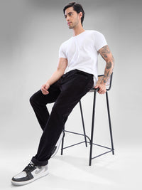 Men Trouser New Rico Jet Black Mid Rise