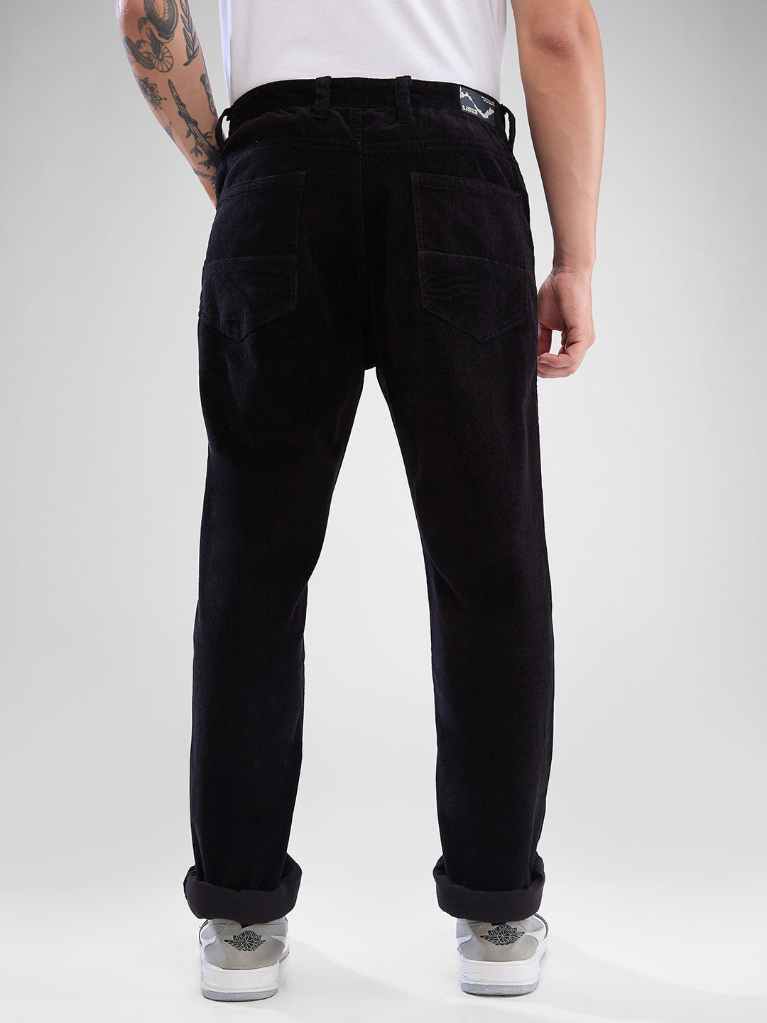 Spykar Jet Black Trousers For Men