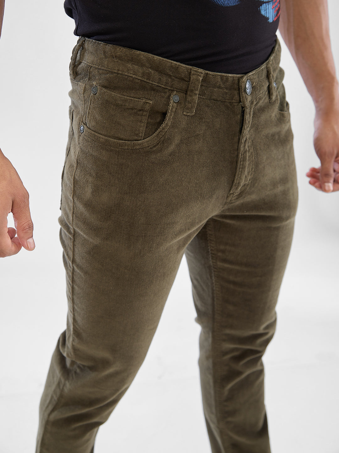 Spykar Olive Green Trousers For Men