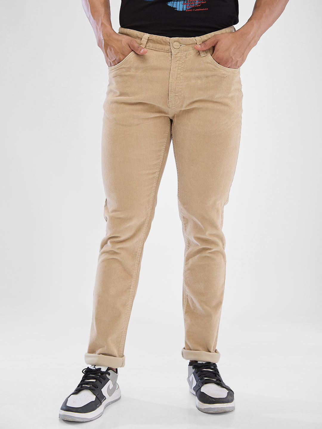 Spykar Sand Khaki Trousers For Men