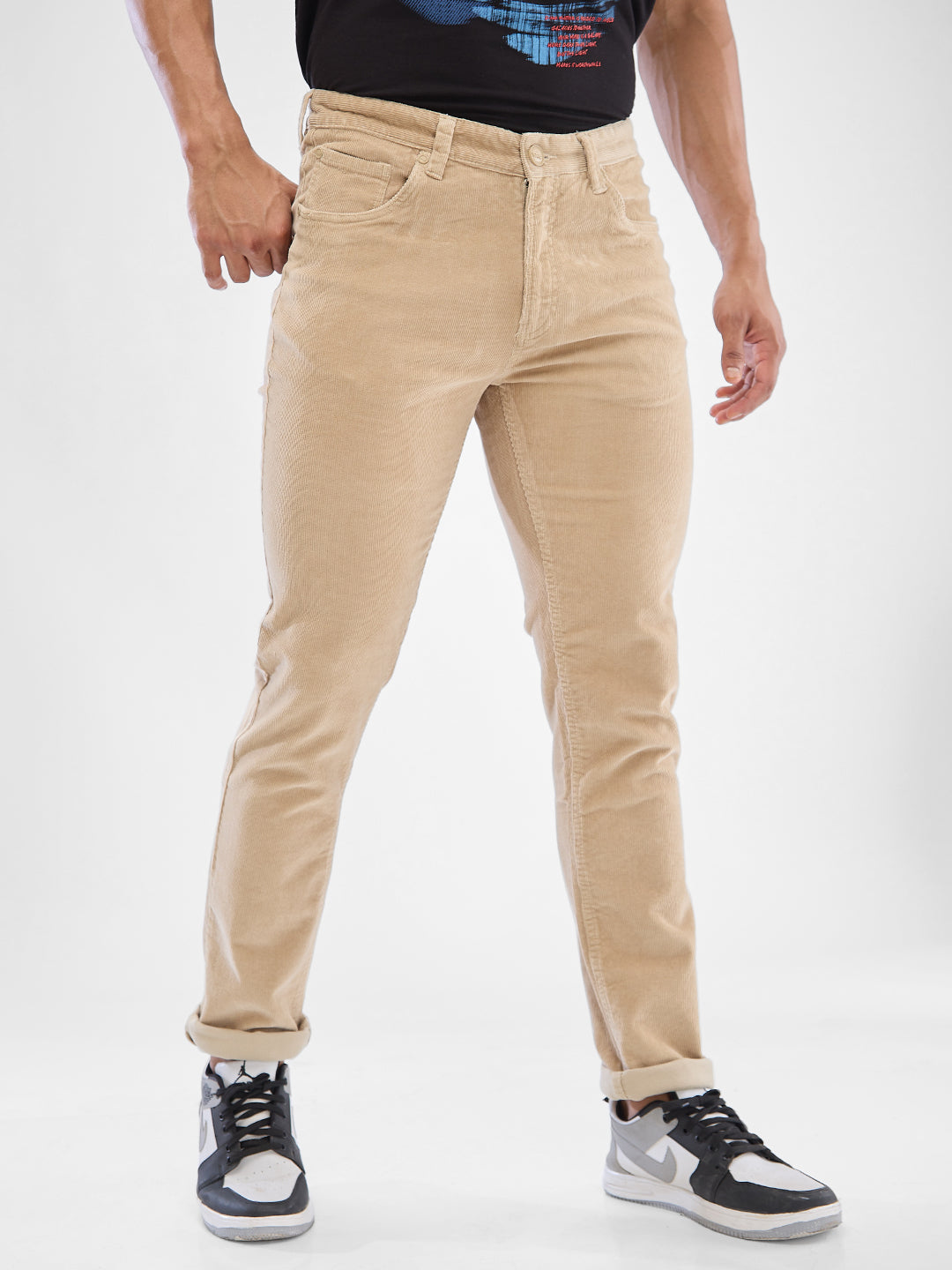 Spykar Sand Khaki Trousers For Men