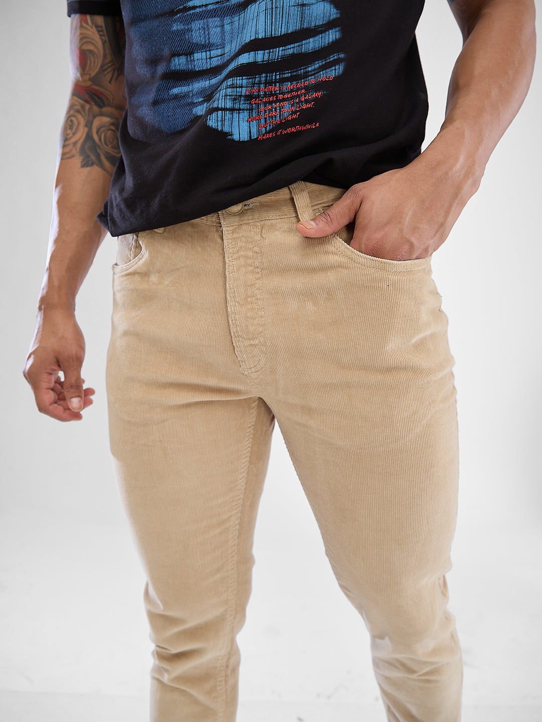 Spykar Sand Khaki Trousers For Men