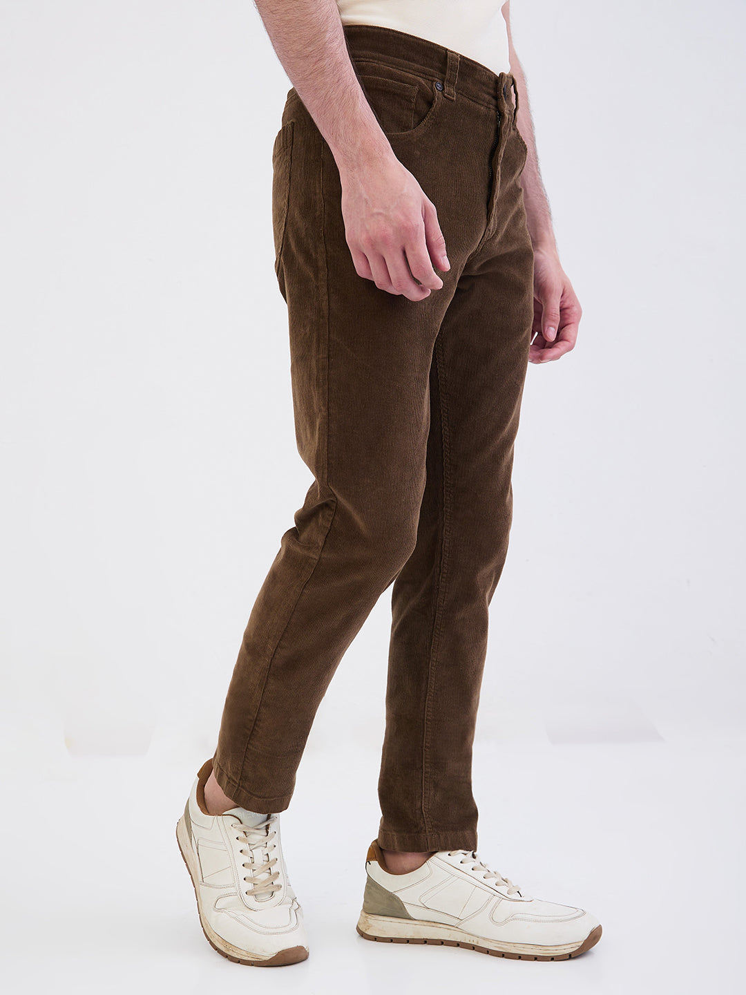 Spykar Bison Brown Mid Rise Casual Trouser For Men