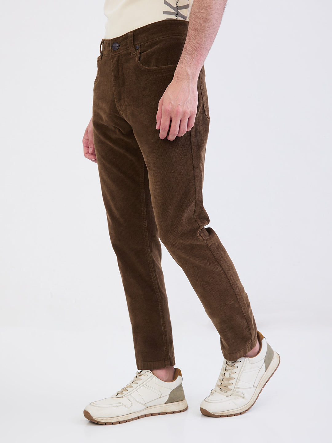 Spykar Bison Brown Mid Rise Casual Trouser For Men