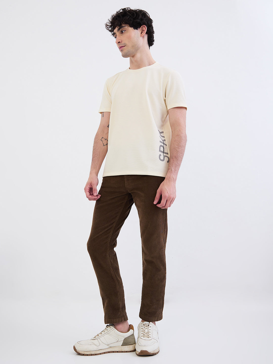 Spykar Bison Brown Mid Rise Casual Trouser For Men