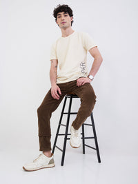 Men Trouser  Brown Mid Rise