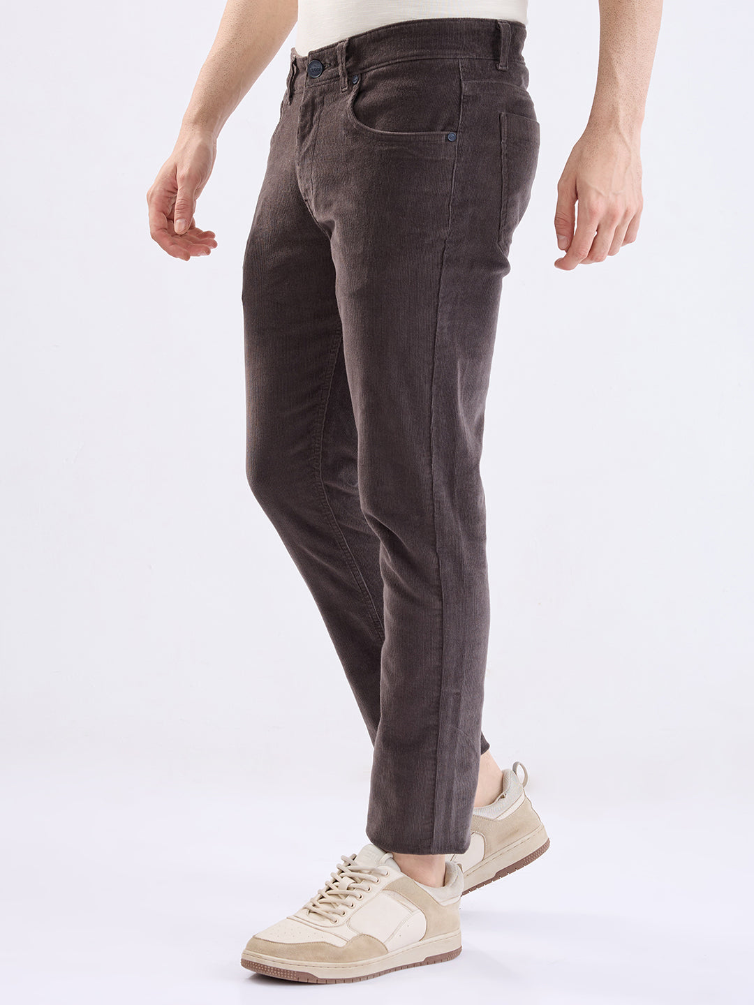 Spykar Charcoal Grey Mid Rise Casual Trouser For Men
