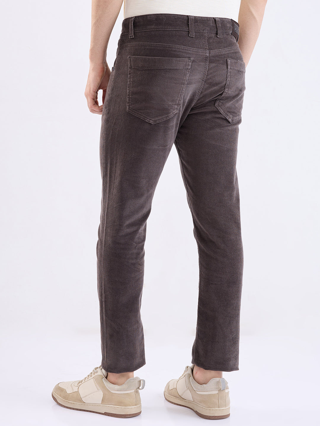 Spykar Charcoal Grey Mid Rise Casual Trouser For Men