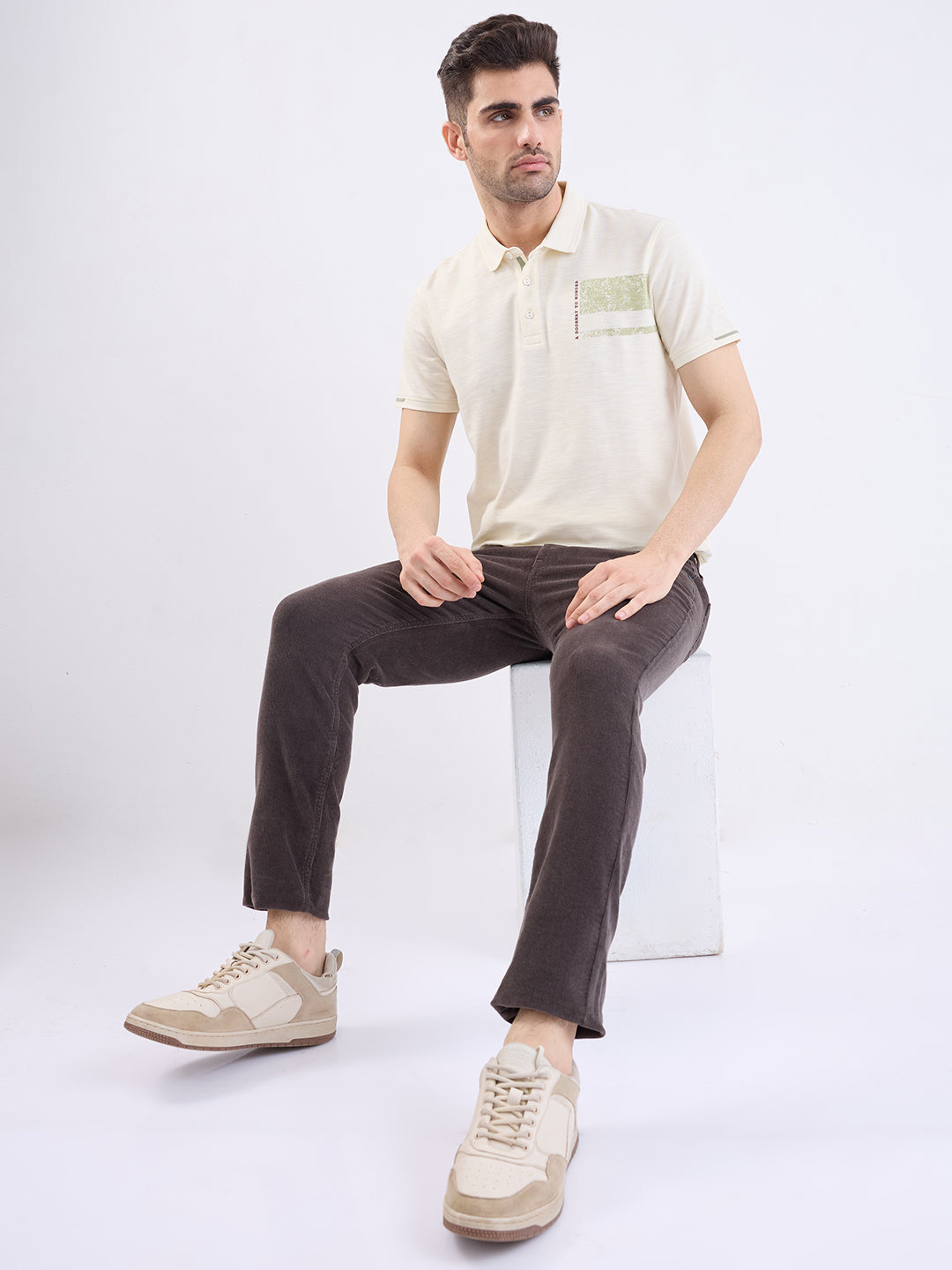 Spykar Charcoal Grey Mid Rise Casual Trouser For Men