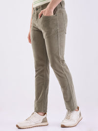 Men Trouser  Green Mid Rise