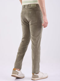 Men Trouser  Green Mid Rise