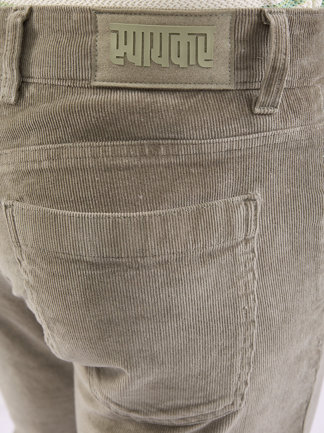 Spykar Sage Green Mid Rise Casual Trouser For Men