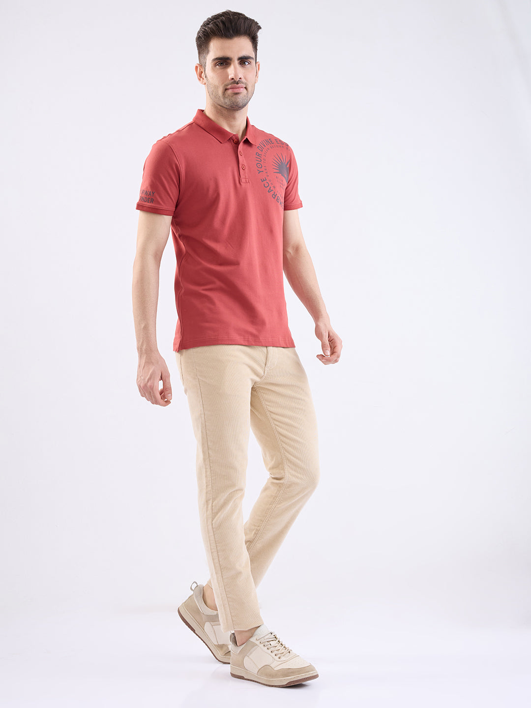 Spykar Taupe Beige Mid Rise Casual Trouser For Men